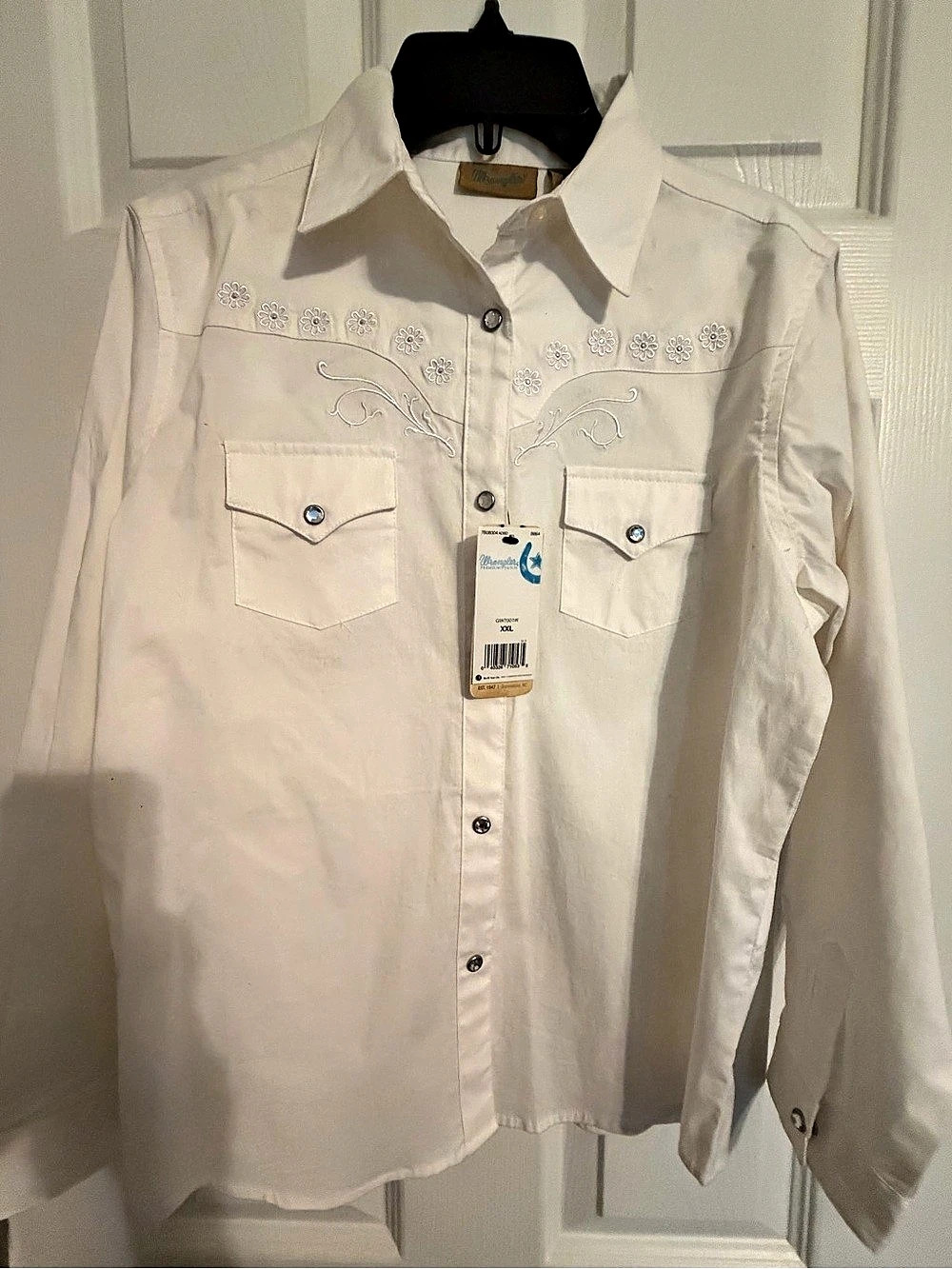 Wrangler Youth Embroidered Western Shirt in White Size XXL